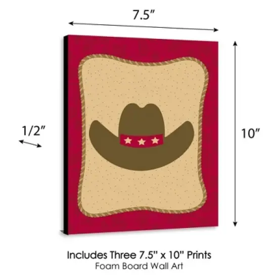 Big Dot of Happiness Little Cowboy - Western Nursery Wall Art and Kids Room Decorations - Gift Ideas - 7.5 x 10 inches - Set of 3 Prints image {3}