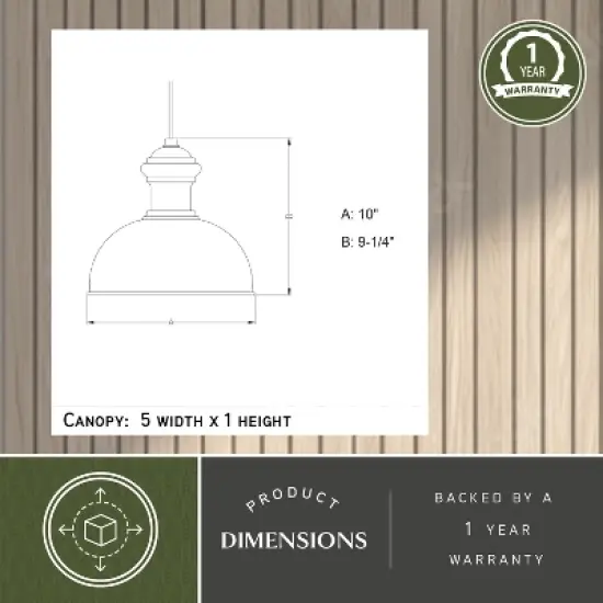 VAXCEL Franklin 1 Light Bronze Farmhouse Outdoor Barn Dome Pendant image {5}