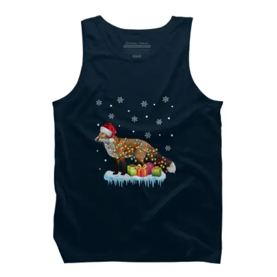 Men's Design By Humans X-Mas Fox Christmas Lights Funny Wild Animal Design Gift T-Shirt By NekoShop Tank Top image {5}