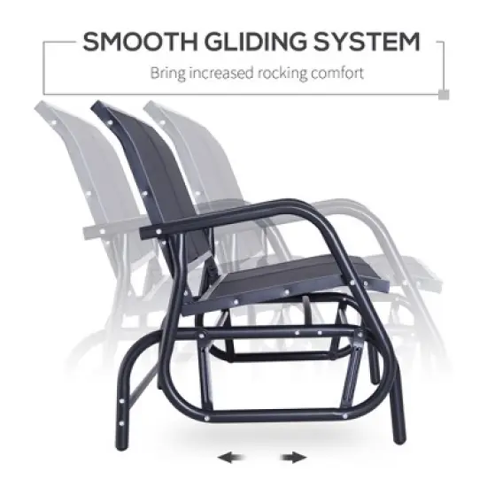 MOEPISY 2-Person Outdoor Glider Bench, Patio Double Swing Rocking Chair Black image {3}