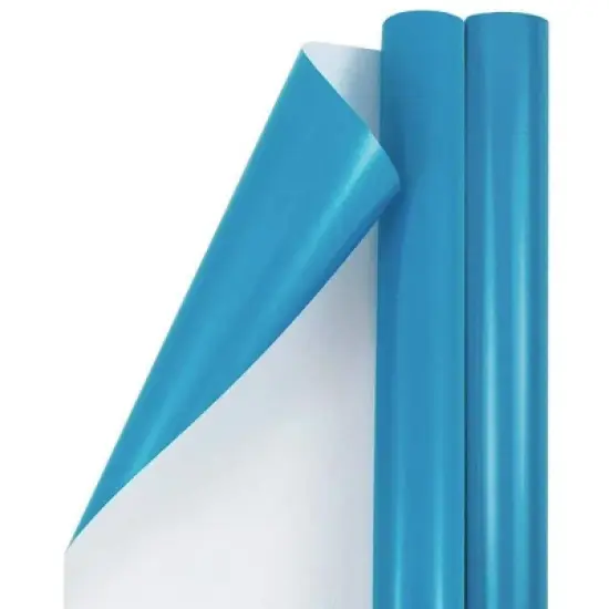 JAM PAPER Bright Blue Glossy Gift Wrapping Paper Roll - 2 packs of 25 Sq. Ft.: Birthday, Solid, All Occasions image {5}