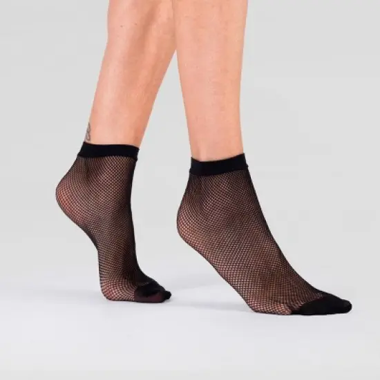 LECHERY Women's Fishnet Dress Nylons Socks (2 Pairs) - Black, One Size Fits Most image {2}