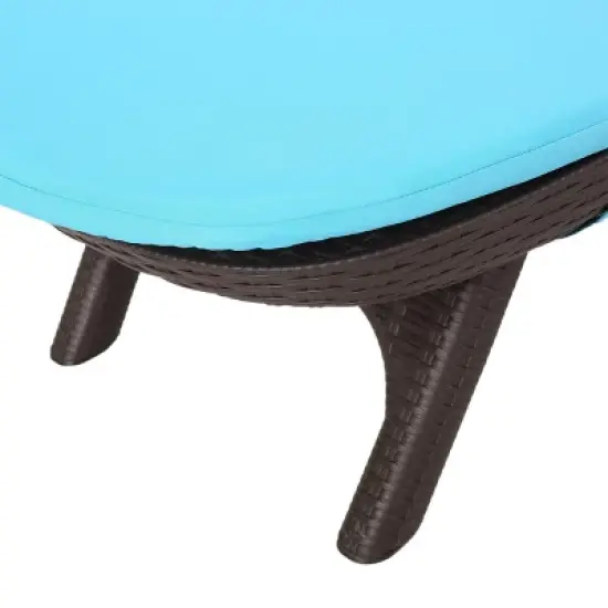 Waverly Patio Faux Wicker Chaise Lounge Blue - Christopher Knight Home: Adjustable, Weather-Resistant image {4}