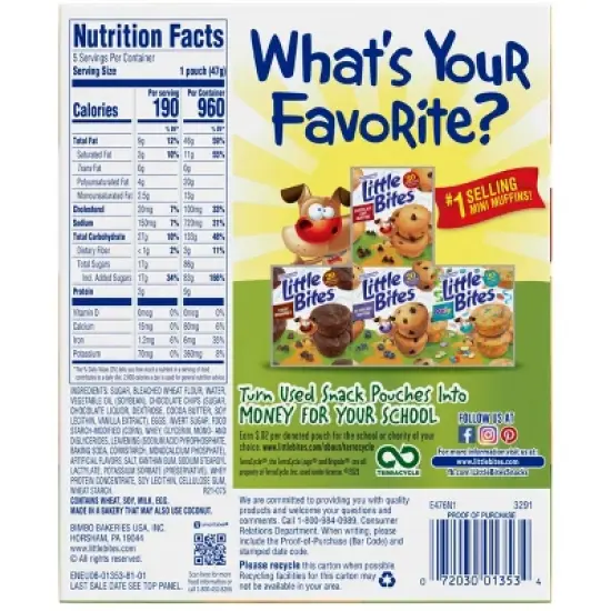 Entenmann's Little Bites Chocolate Chip Muffins - 8.25oz/5ct image {10}