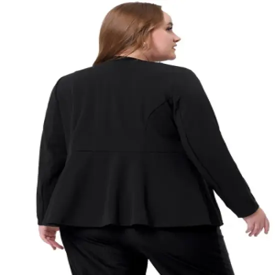 Agnes Orinda Women's Plus Size Office Work Double Lapel Button Peplum Blazers image {3}