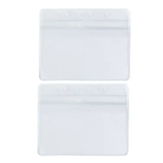 Unique Bargains 2 PCS Clear PVC Waterproof Horizontal Exhibition ID Name Card Badge Holders image {2}
