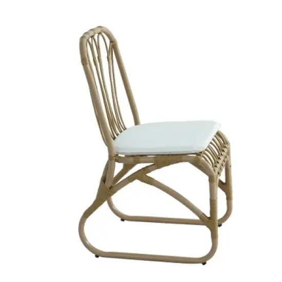 COWLOWN Natural Set of 2 Outdoor PE Wicker Dining Chairs with Washable Cushions, Ideal for Backyard, Poolside, Garden and Patio image {5}