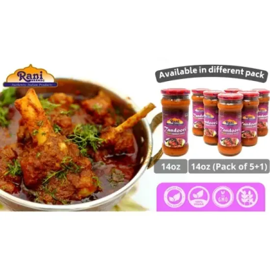 Tandoori Vegan Simmer Sauce - 14oz (400g) Pack of 6 - Rani Brand Authentic Indian Products image {2}