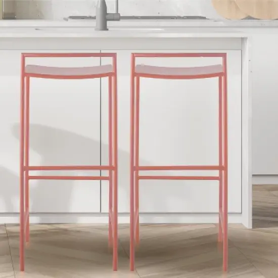 JONATHAN Y Svelte Coastal Contemporary Iron Saddle-Seat Low-Back Bar Stool with Foot Rest image {10}