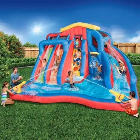 Banzai Hydro Blast Inflatable Waterpark with Slides, Water Cannons, Rock Wall, and Basketball Hoop (BAN-35545) image {2}