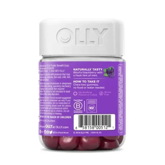 OLLY 3mg Melatonin Sleep Gummies - Blackberry Zen image {4}