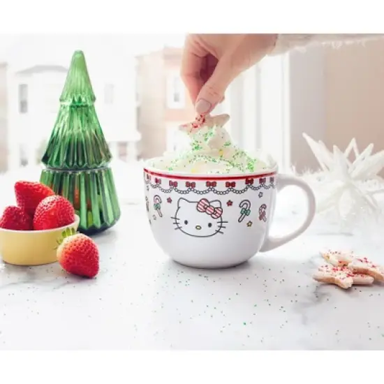Silver Buffalo Sanrio Hello Kitty Holiday Ceramic Soup Mug | Holds 24 Ounces image {5}