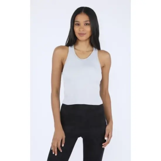 90 Degree By Reflex - Women's Ribbed Cropped Tank Top with Padded Inside Bra image {7}