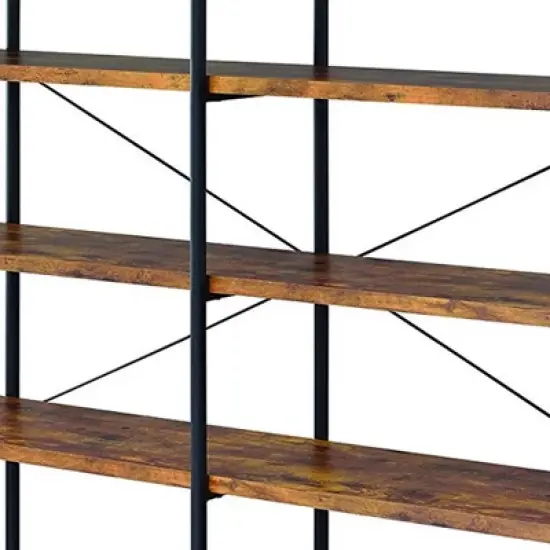 63" Industrial 4 Tier Bookshelf with Particleboard and Metal Frame - Benzara image {3}