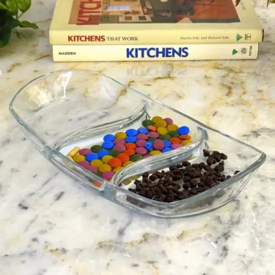 Slickblue Versatile Cristalline Glass Sectional Platter &ndash; Bake & Serve, Heat-Resistant with Feet, Two Size Options image {2}