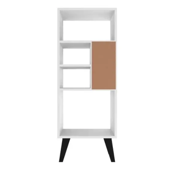 42.32" Mid-High Warren Bookshelf White/Black - Manhattan Comfort image {4}