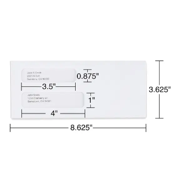 MyOfficeInnovations #8 5/8" Check-Size Double Window Security-Tint Gummed Envelopes 500/BX 438614 image {2}