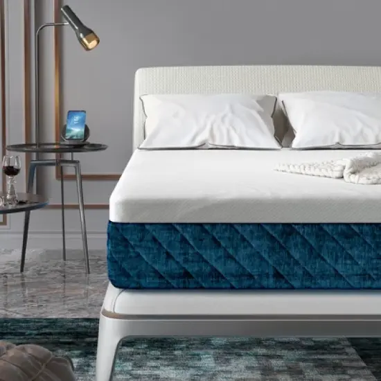 Costway 10'' Jacquard Hybrid Mattress Plush Gel Infused Memory Foam Bamboo Charcoal Queen\Full image {2}