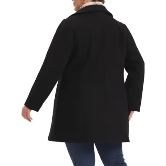 Agnes Orinda Women's Plus Size Peter Pan Collar Double Breasted Winter Long Coats image {3}