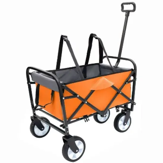UBSSO Minimeetall Collapsible Outdoor Utility Wagon with Strapping System, 225 lbs Capacity, Orange image {9}