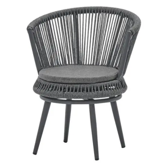3pc Outdoor Wicker Conversation Set with Cushions - Dark Gray - GODEER image {9}