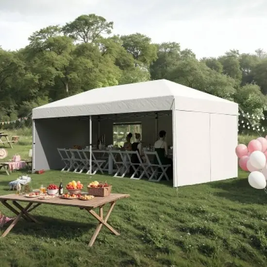 GustoWave 10'x20' Portable Pop-Up Canopy Tent with 4 Sidewalls for Outdoor Events, Camping image {11}