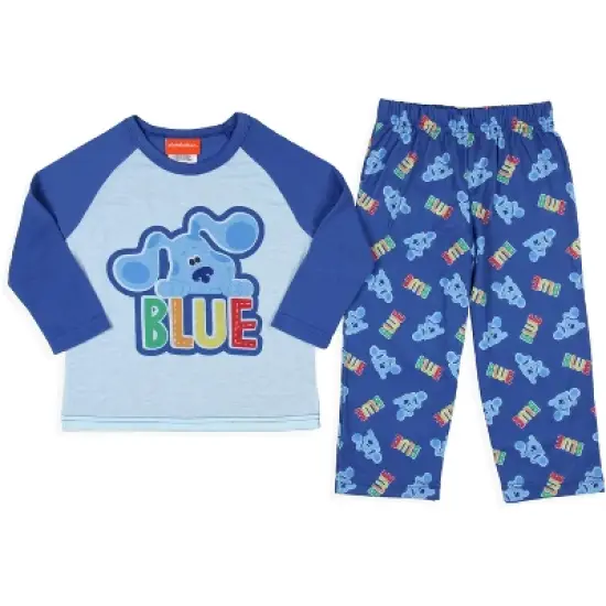 Nickelodeon Toddler Boys' Blue's Clues Sleep Raglan Shirt Pant Pajama Set Blue image {3}