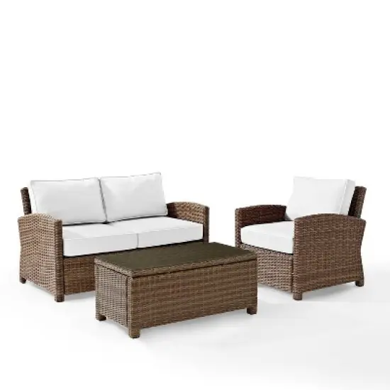 Bradenton 3pc Outdoor Conversation Set with Loveseat & Armchair with Coffee Table - Crosley
 image {8}