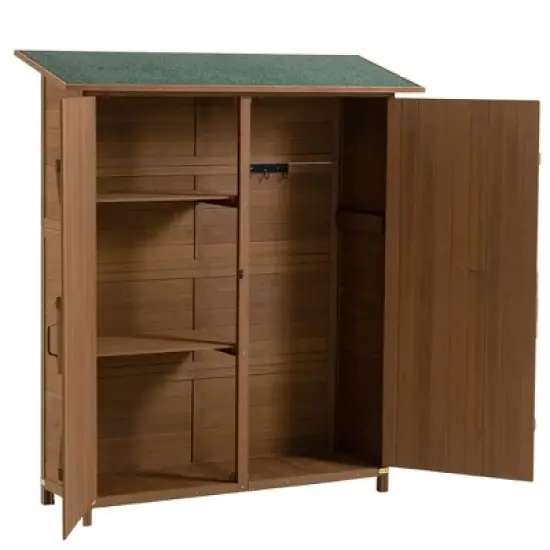 NicBex 64 Inch Tall Outdoor Storage Shed with Lockable Door,Detachable Shelves and Pitch Roof for Garden/Patio/Backyard image {6}