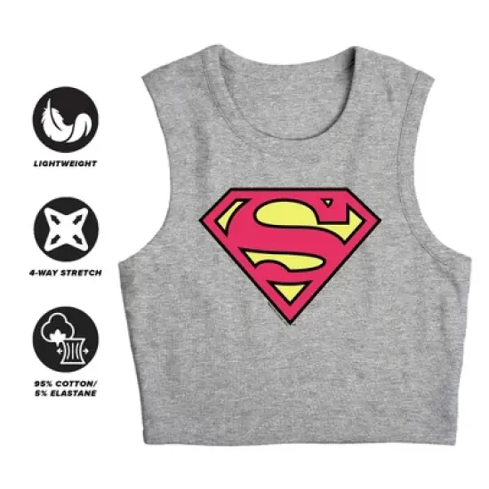 Women's Superman Pink S Shield Sleeveless Crop Top Tank image {2}