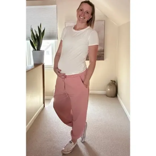 PinkBlush White Basic Short Sleeve Maternity Top image {5}