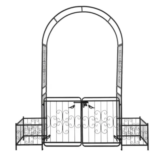 Karl Home 78'' W x 19.7'' D Black Garden Iron Arbor image {5}