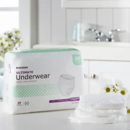 McKesson Ultimate Incontinence Underwear, Maximum Absorbency, Unisex, Medium, 20 Count image {3}