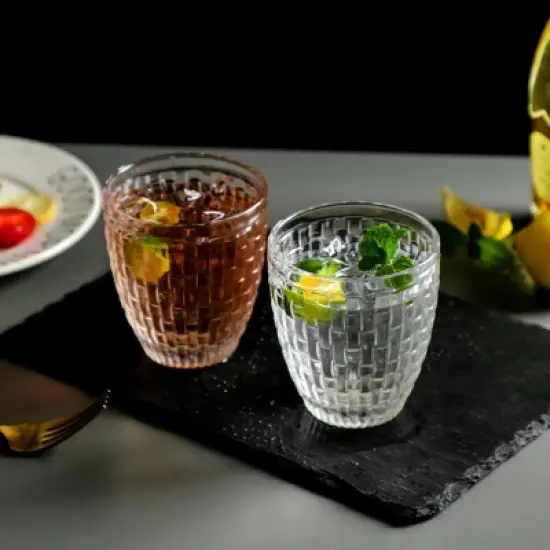 Slickblue Knitted Tumbler Glasses - Set of 6, 12 oz, Clear image {5}