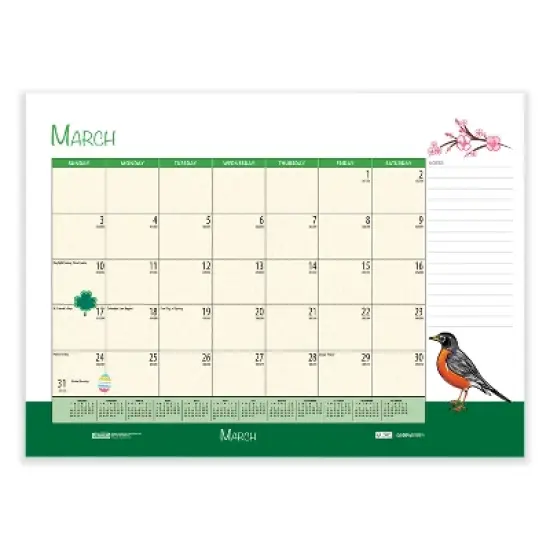 Recycled Desk Pad Calendar, Illustrated Seasons Artwork, 22 x 17, Black Binding/Corners,12-Month (Jan to Dec): 2026 image {6}