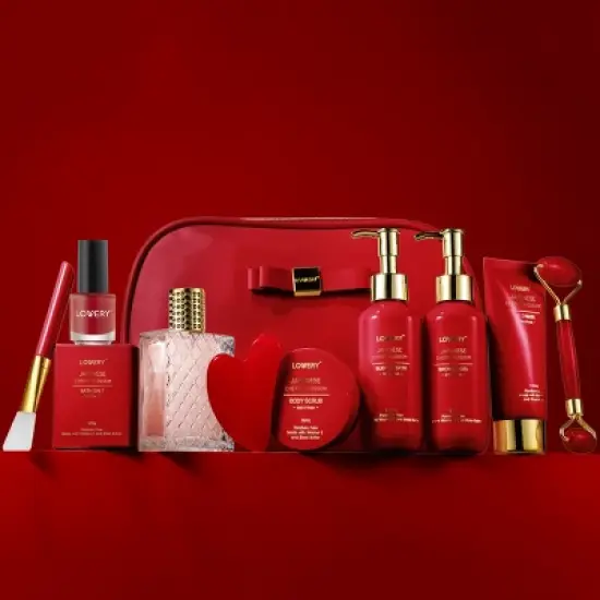 Lovery Luxury Japanese Cherry Blossom Bath and Body Beauty Kit with Leather Bag image {2}