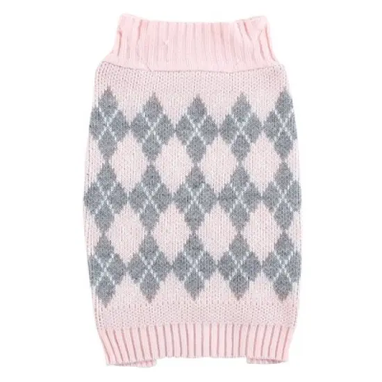 Luvable Friends Dogs and Cats Knit Pet Sweater, Pink Argyle image {2}