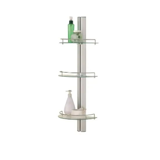 Three Tier Half Moon Glass Shelf Silver - Organize It All image {1}