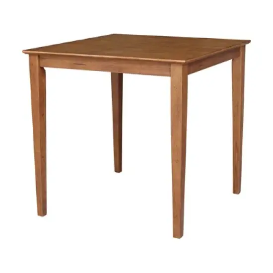 3pc 36"x36" Solid Wood Counter Height Dining Table Set with 2 X-Back Stools Distressed Oak - International Concepts image {2}