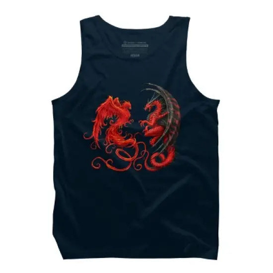 Men's Design By Humans Phoenix vs Dragon By chriskar Tank Top image {6}