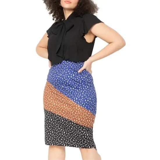 ELOQUII Women&rsquo;s Plus Size Flutter Sleeve Tie Neck Blouse image {4}