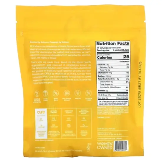 Cure Hydration Hydrating Electrolyte Mix, Ginger Turmeric, 14 Packets, 0.29 oz (8.3 g) Each image {4}