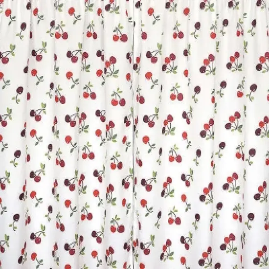 GoodGram Montauk Accents Spring Cherries & Polka Dots Complete 3 Pc. Kitchen Curtain Tier & Valance Set - 58 in. W x 14 in. L image {1}