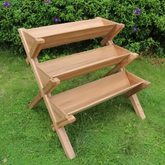 39" Wide Rectangular Planter 3 Tier Brown - Merry Products image {3}