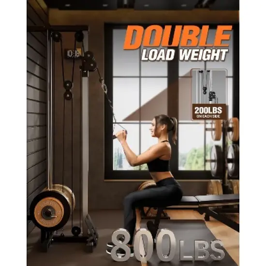Cable Machine Home Gym - Wall Mount Pulley System with High/Low Dual Cable, 18 Adjustable Positions for Strength Training image {6}
