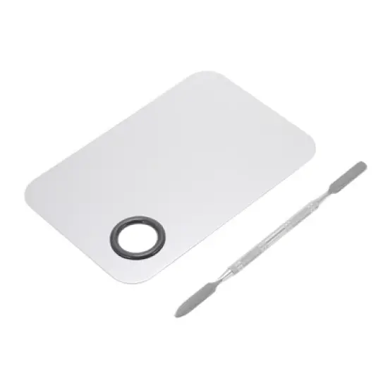 Unique Bargains Portable Square Small Nail Art Palette Silver Tone 1 Set image {7}