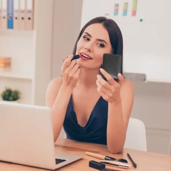 Unique Bargains Portable Rectangular Makeup Mirror 1 Pc image {2}