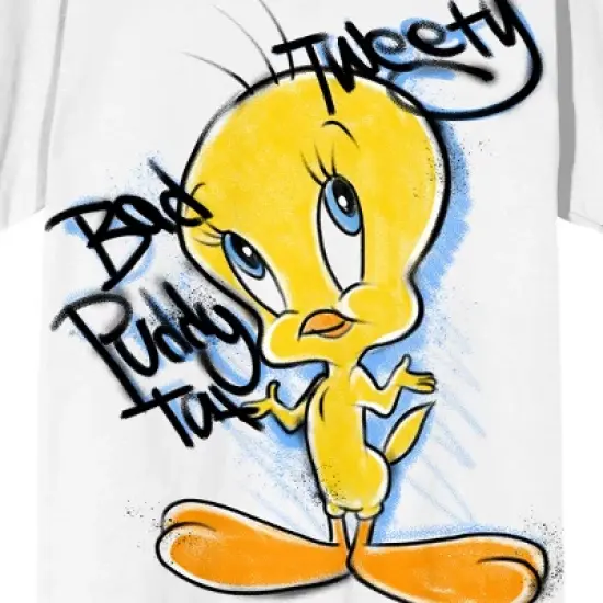 Looney Tunes Graffitti Tweety Women's White T-shirt image {1}