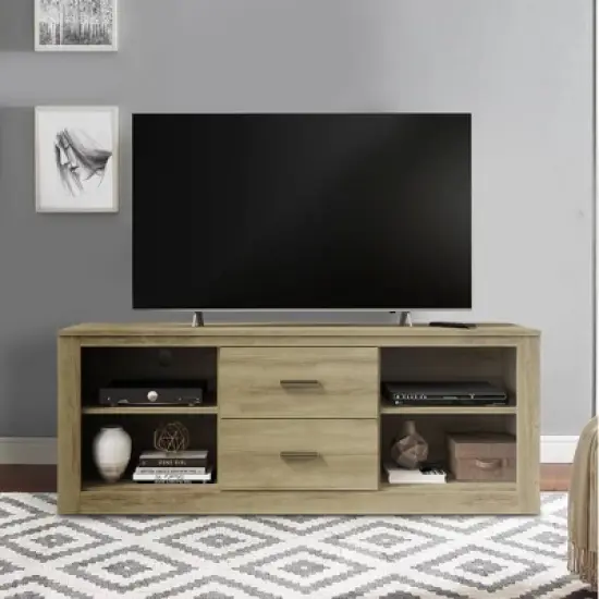 Wooden 2 Drawers and 4 Open Compartments TV Stand for TVs up to 59" Brown - The Urban Port image {5}