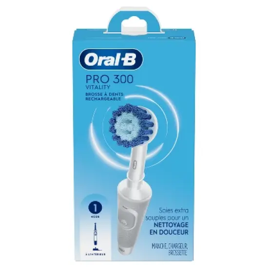 Oral-B Pro 300 Vitality Rechargeable Electric Toothbrush with Brush Head - White image {2}